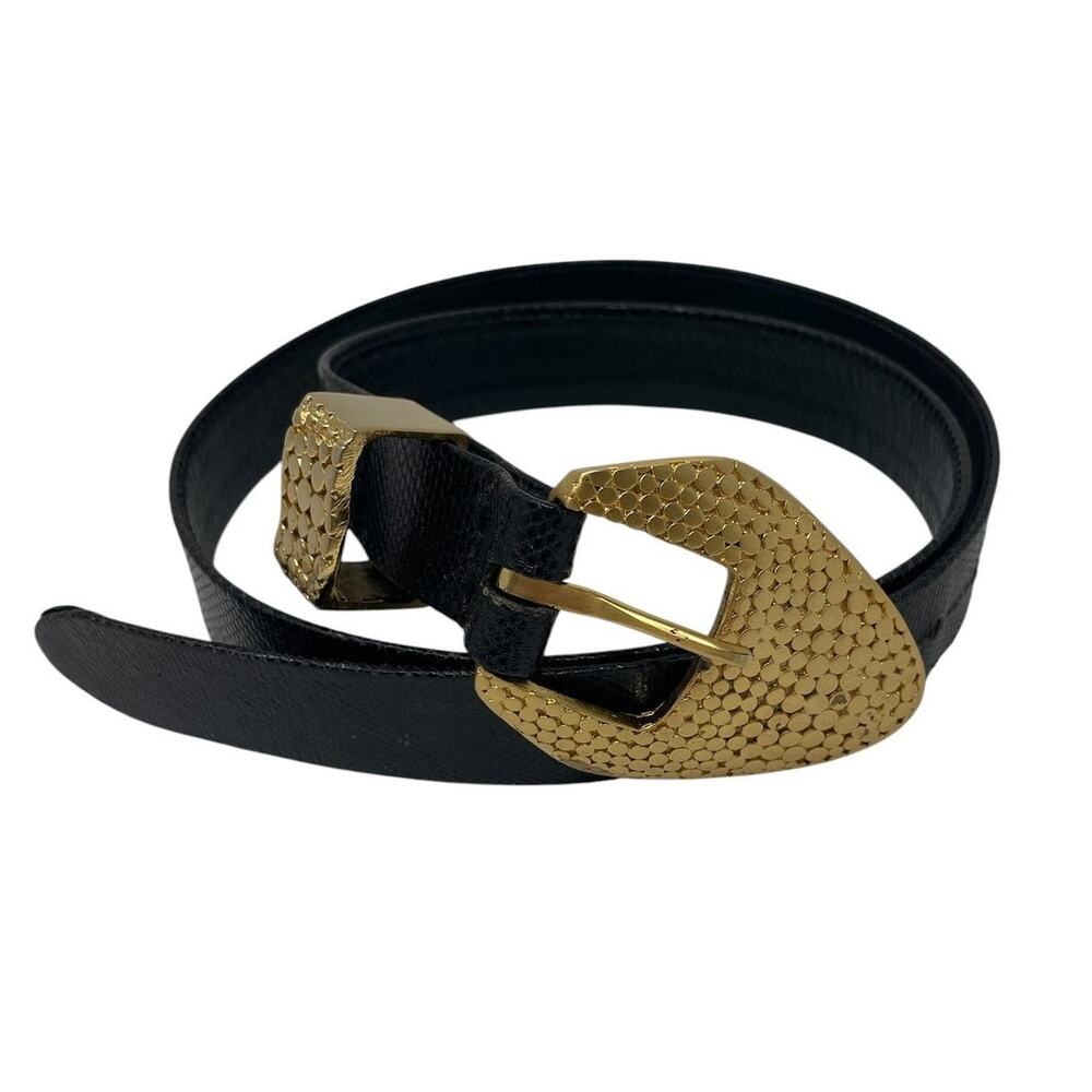 Vtg Carlisle Genuine Snake Skin Belt Gold Tone Buckle M Old Money Chic Quiet Lux